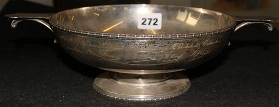 Silver quaich shaped bowl